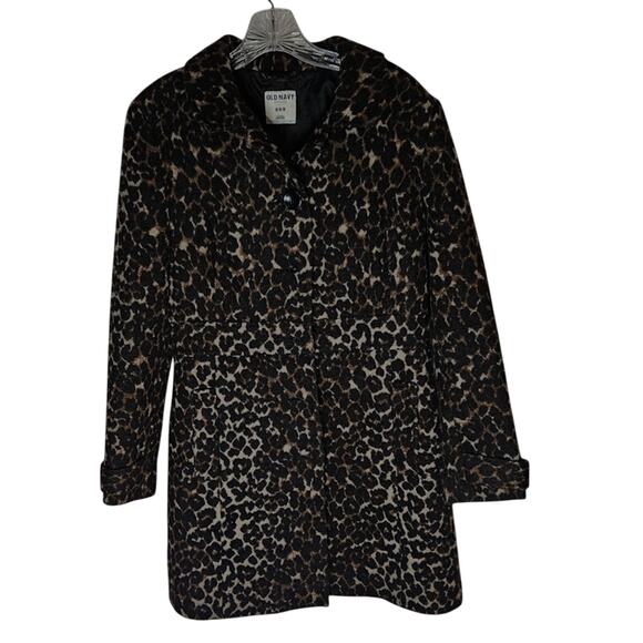 Women's Leopard Print Car Coat Size Med Old Navy - Picture 1 of 7